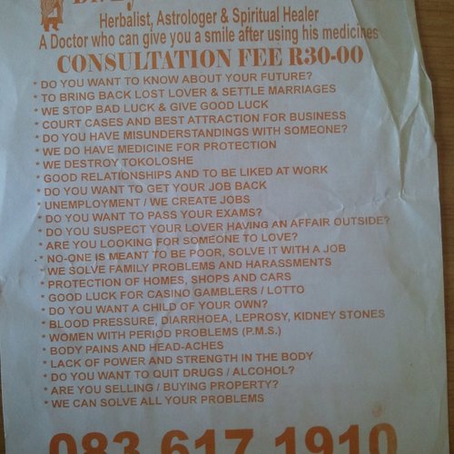 Charlatan pamphlets handed out in Cape Town