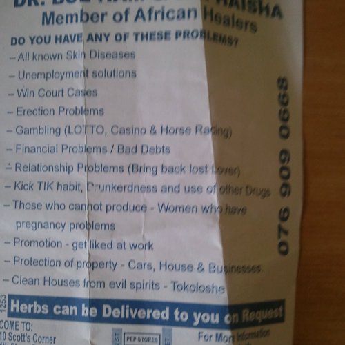 Charlatan pamphlets handed out in Cape Town