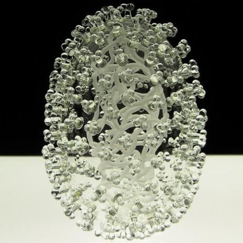 Glass sculpture of flu virus 